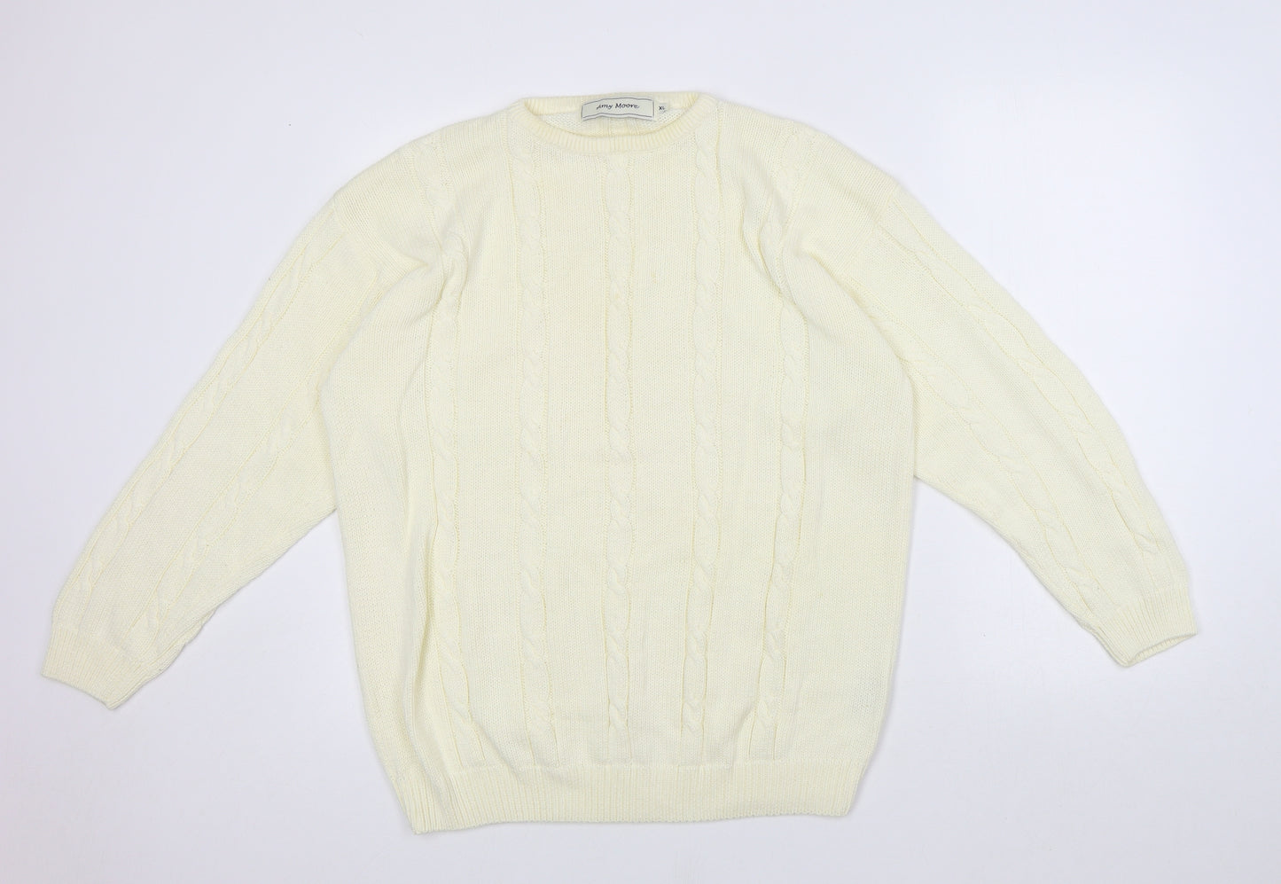 Amy Moore Womens Ivory Round Neck 100% Cotton Pullover Jumper Size XL - Seasonal