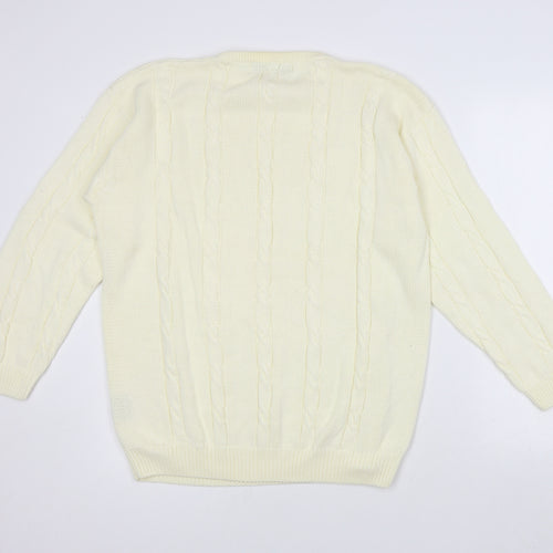 Amy Moore Womens Ivory Round Neck 100% Cotton Pullover Jumper Size XL - Seasonal