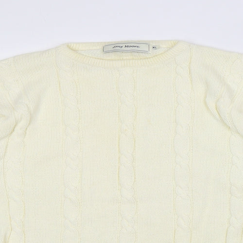 Amy Moore Womens Ivory Round Neck 100% Cotton Pullover Jumper Size XL - Seasonal