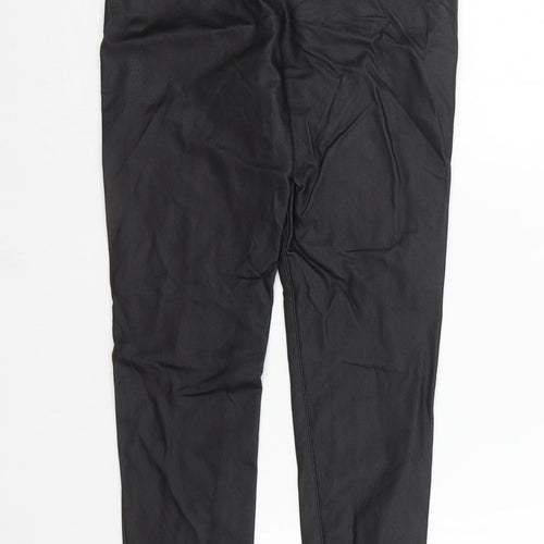 SheIn Womens Black Cotton Jegging Leggings Size 8 L26 in - Pleather. Wet Look