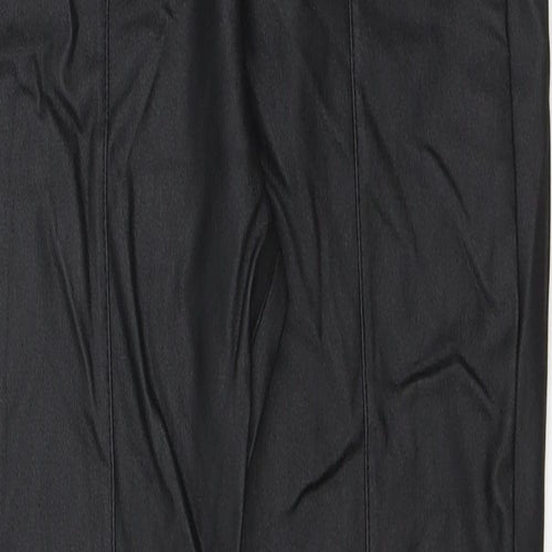 SheIn Womens Black Cotton Jegging Leggings Size 8 L26 in - Pleather. Wet Look