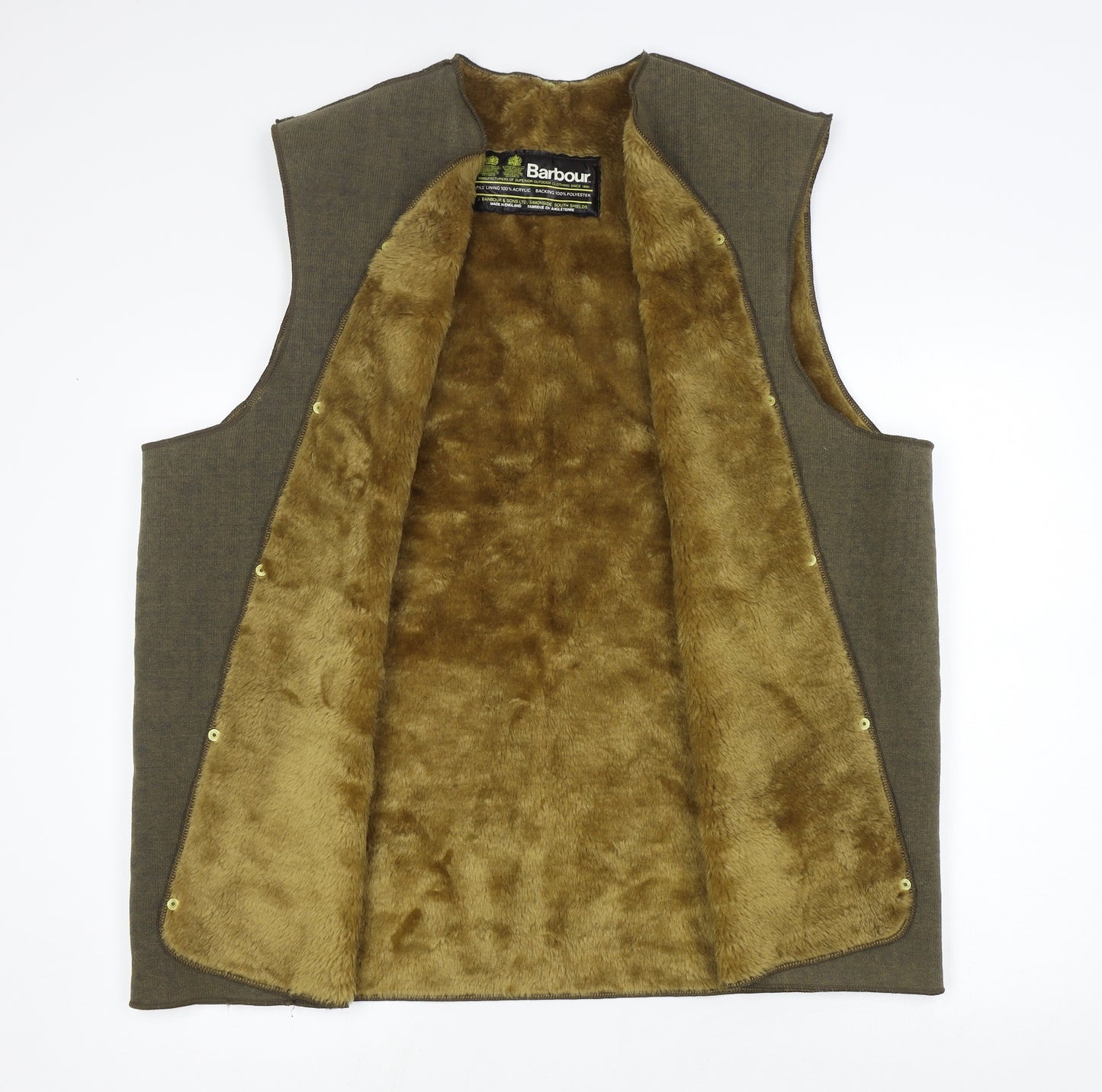 Barbour Mens Brown Gilet Jacket Size 44 Snap - Faux Fur. Outdoor.