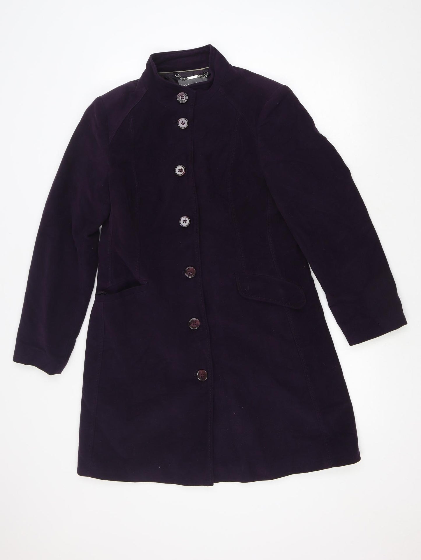 Laura Ashley Womens Purple Pea Coat Coat Size 12 Button
