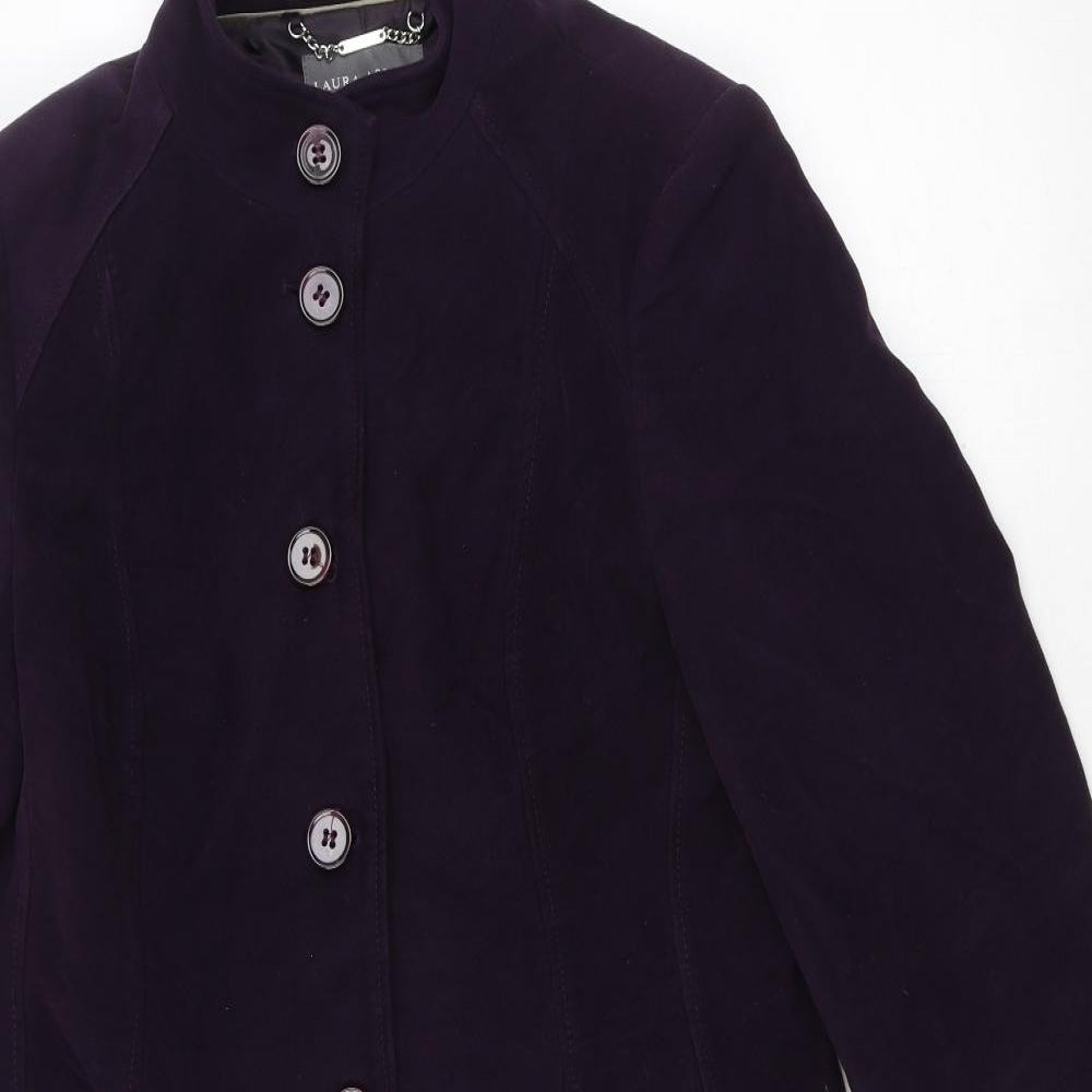 Laura Ashley Womens Purple Pea Coat Coat Size 12 Button