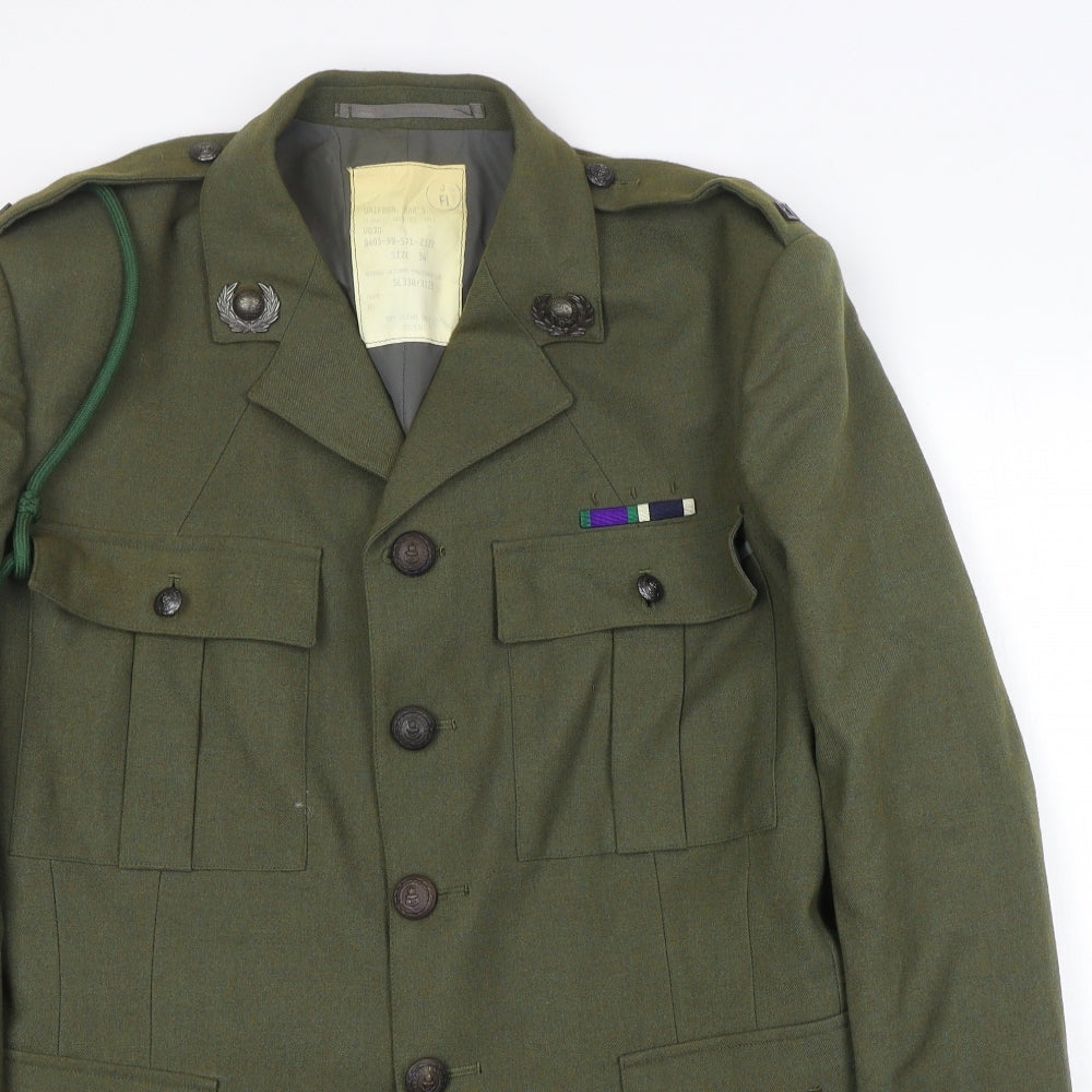 Bernard Uniforms Mens Green Military Jacket Jacket Size 34 Button - Authentic. Military uniform.