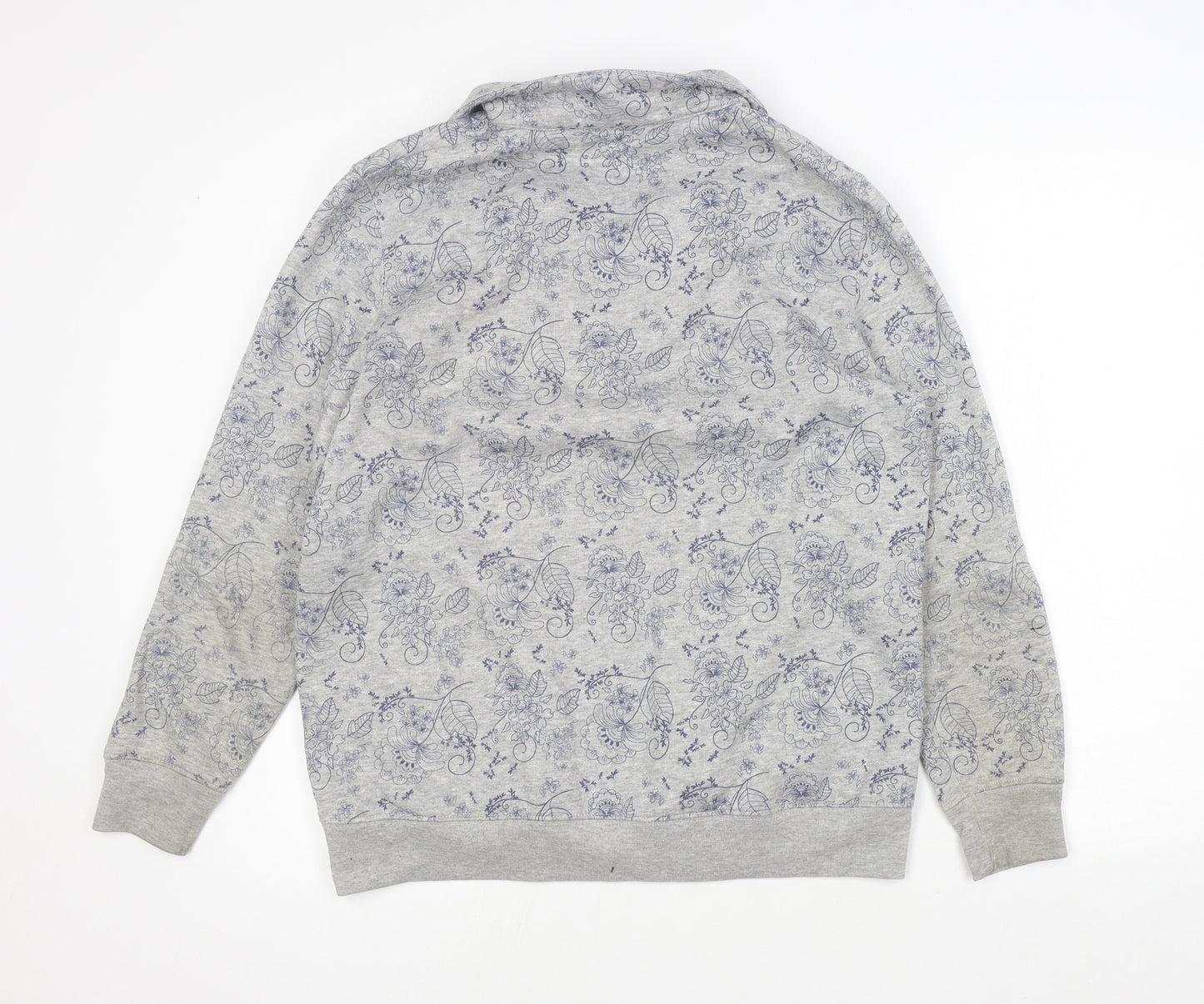 Damart Womens Grey V-Neck Floral Polyester Cardigan Jumper Size 14