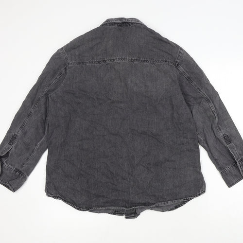 Whistles Womens Black Jacket Size 10 Snap - Distressed Look