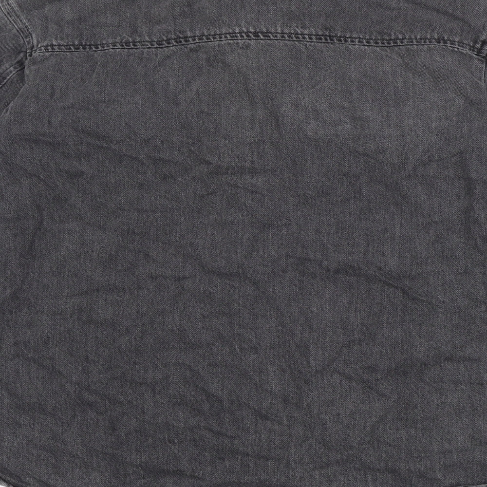 Whistles Womens Black Jacket Size 10 Snap - Distressed Look