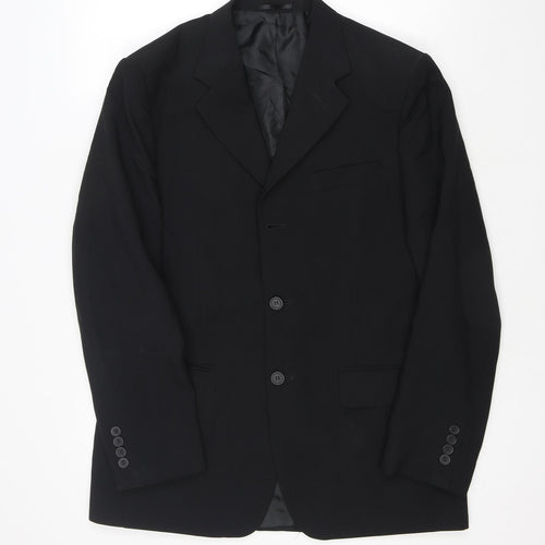 George Mens Black Polyester Jacket Suit Jacket Size 38