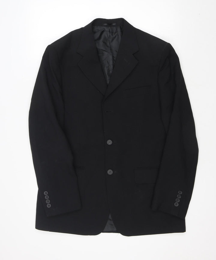 George Mens Black Polyester Jacket Suit Jacket Size 38
