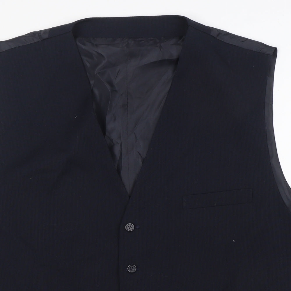 Premier Man Mens Blue Polyester Jacket Suit Waistcoat Size 56 - Ribbed