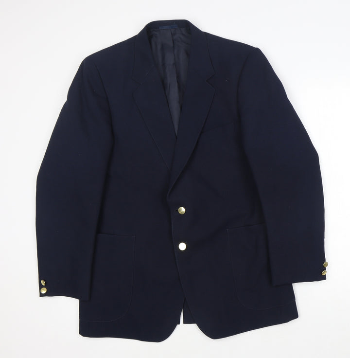 Preworn Mens Blue Polyester Jacket Suit Jacket Size M