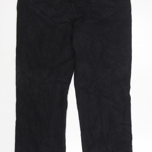 SheIn Womens Black Cotton Straight Jeans Size L L31 in Regular Zip - Washed look