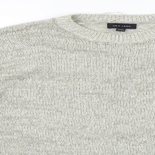 New Look Womens Grey Round Neck Acrylic Pullover Jumper Size L