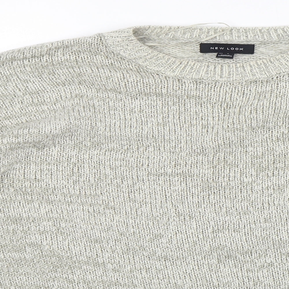New Look Womens Grey Round Neck Acrylic Pullover Jumper Size L