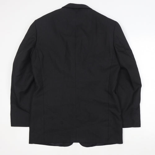 Zantos Mens Black Striped Polyester Jacket Suit Jacket Size 38