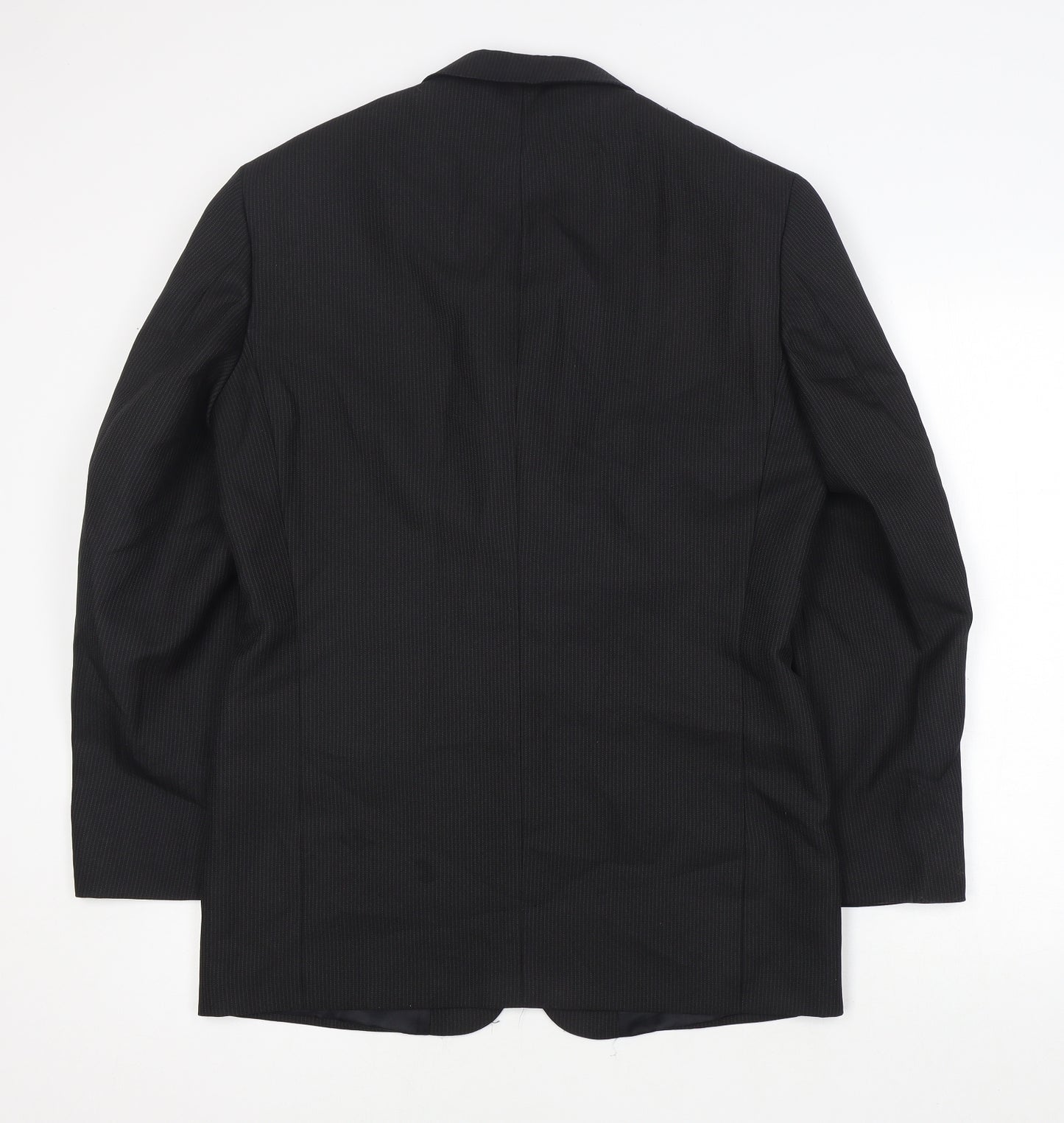 Zantos Mens Black Striped Polyester Jacket Suit Jacket Size 38