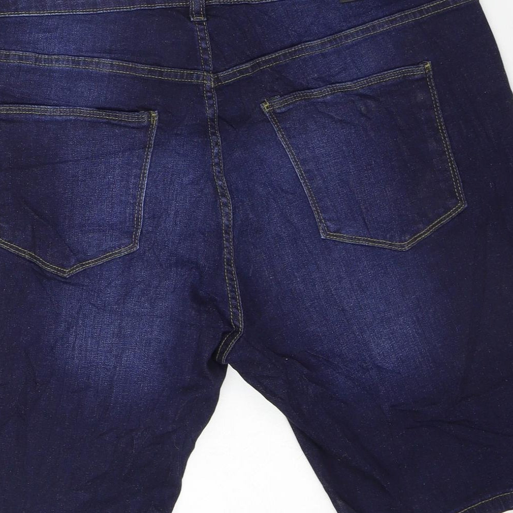 Boohoo MAN Mens Blue Cotton Biker Shorts Size 36 Regular Zip
