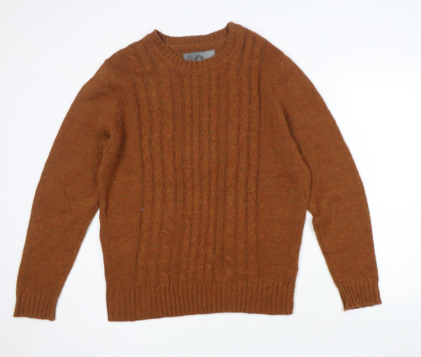 Peacocks Mens Brown Round Neck Acrylic Pullover Jumper Size L