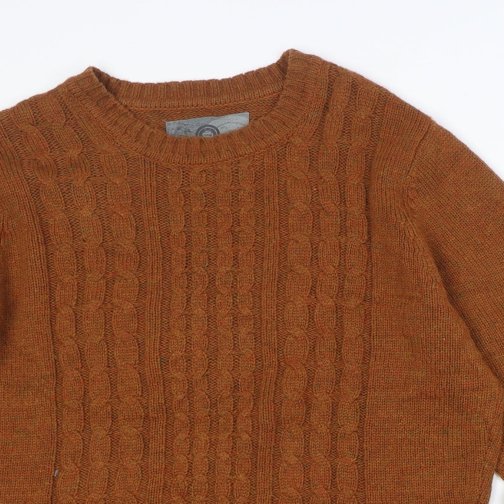 Peacocks Mens Brown Round Neck Acrylic Pullover Jumper Size L