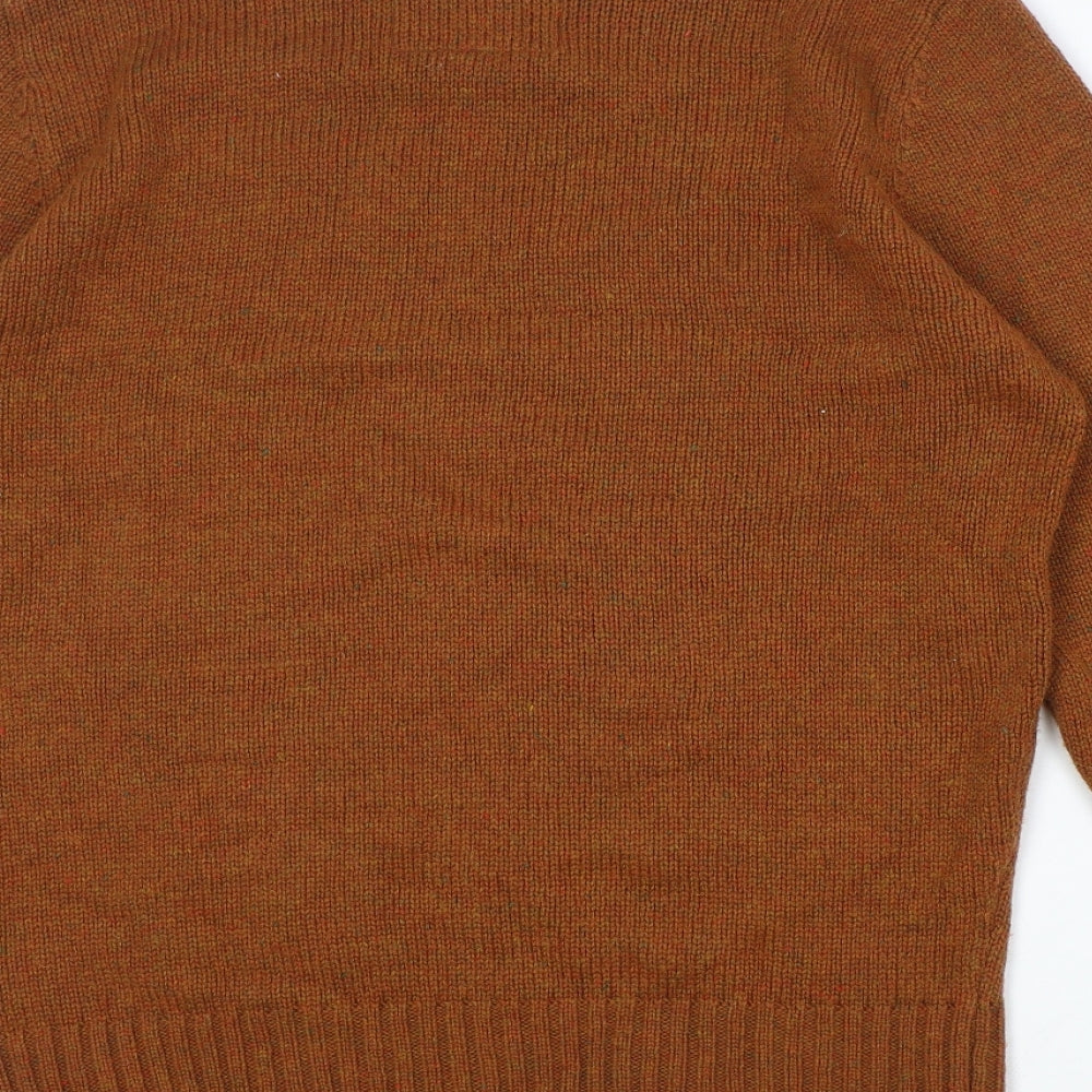 Peacocks Mens Brown Round Neck Acrylic Pullover Jumper Size L