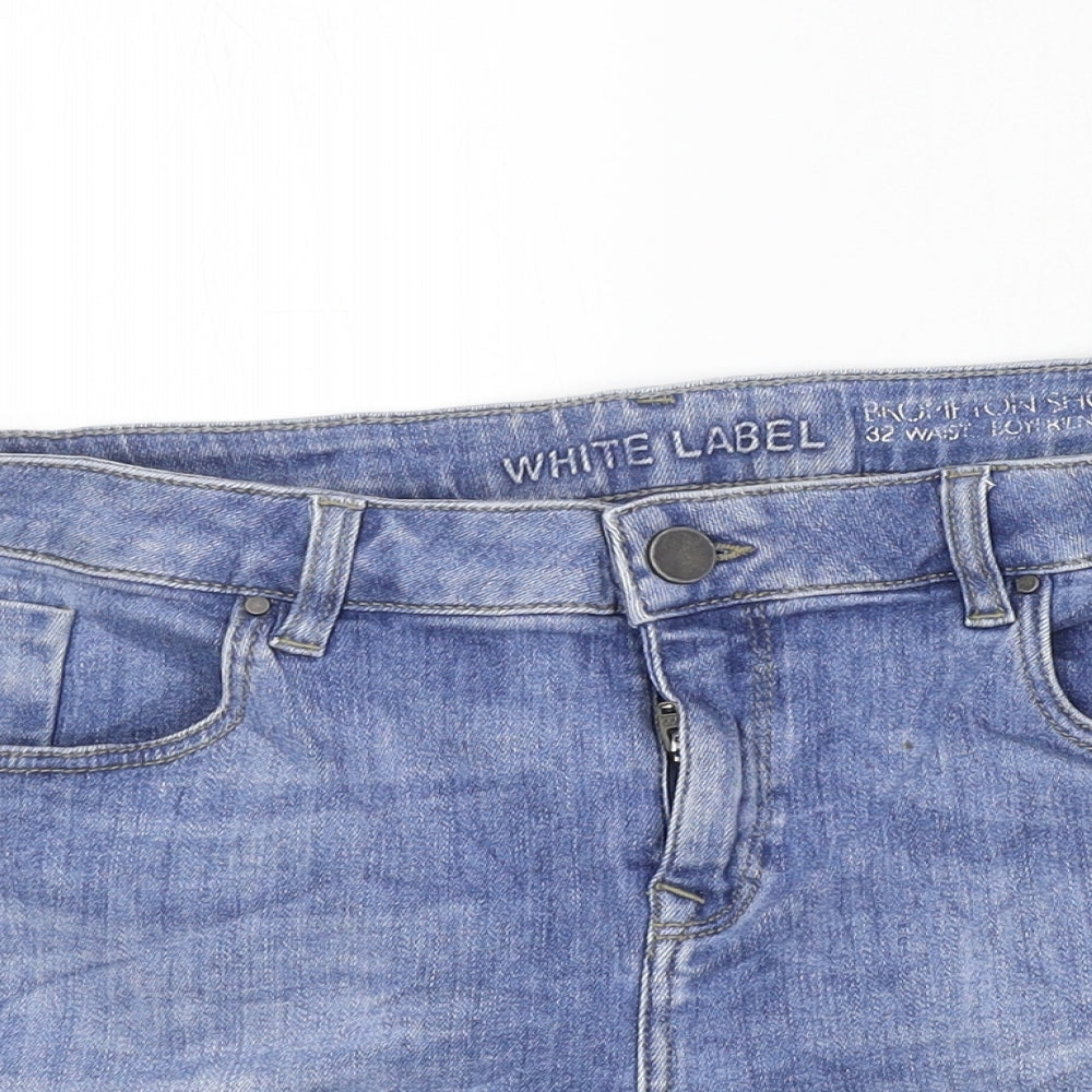 White Label Womens Blue Cotton Hot Pants Shorts Size 14 Regular Zip