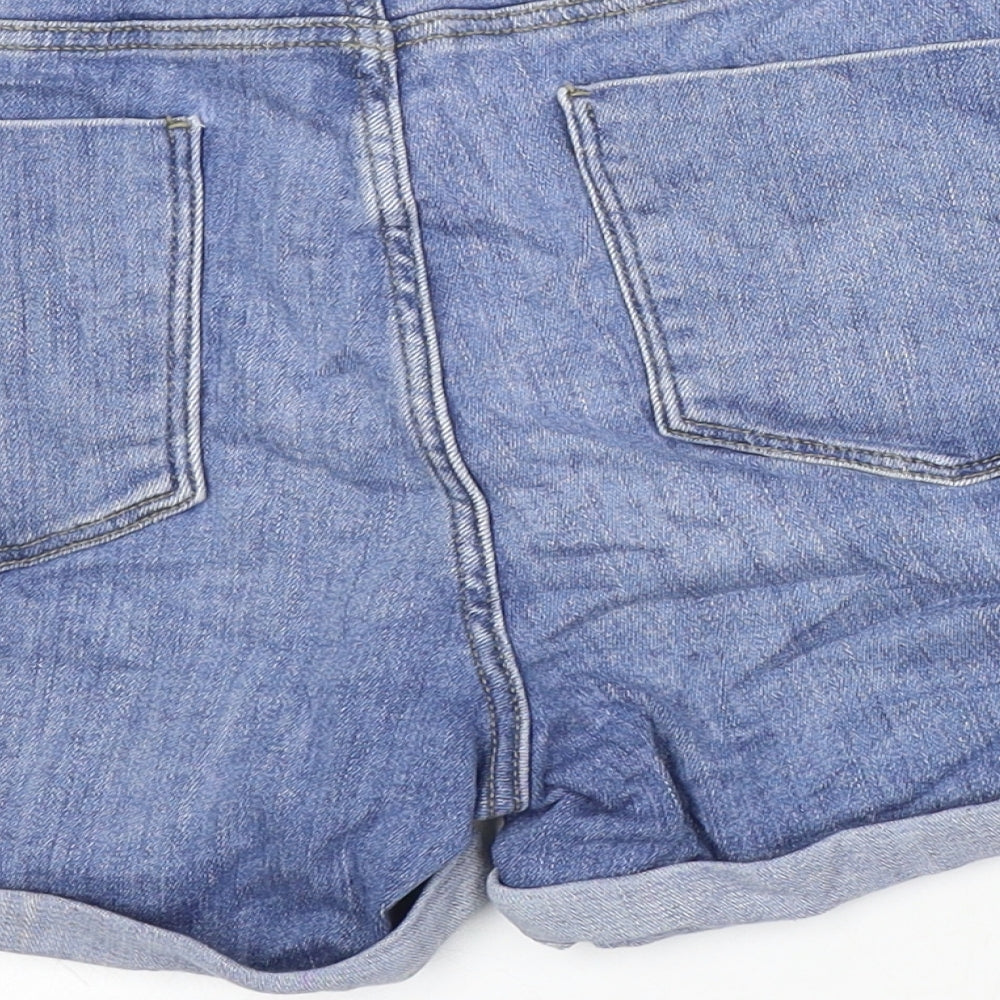 White Label Womens Blue Cotton Hot Pants Shorts Size 14 Regular Zip