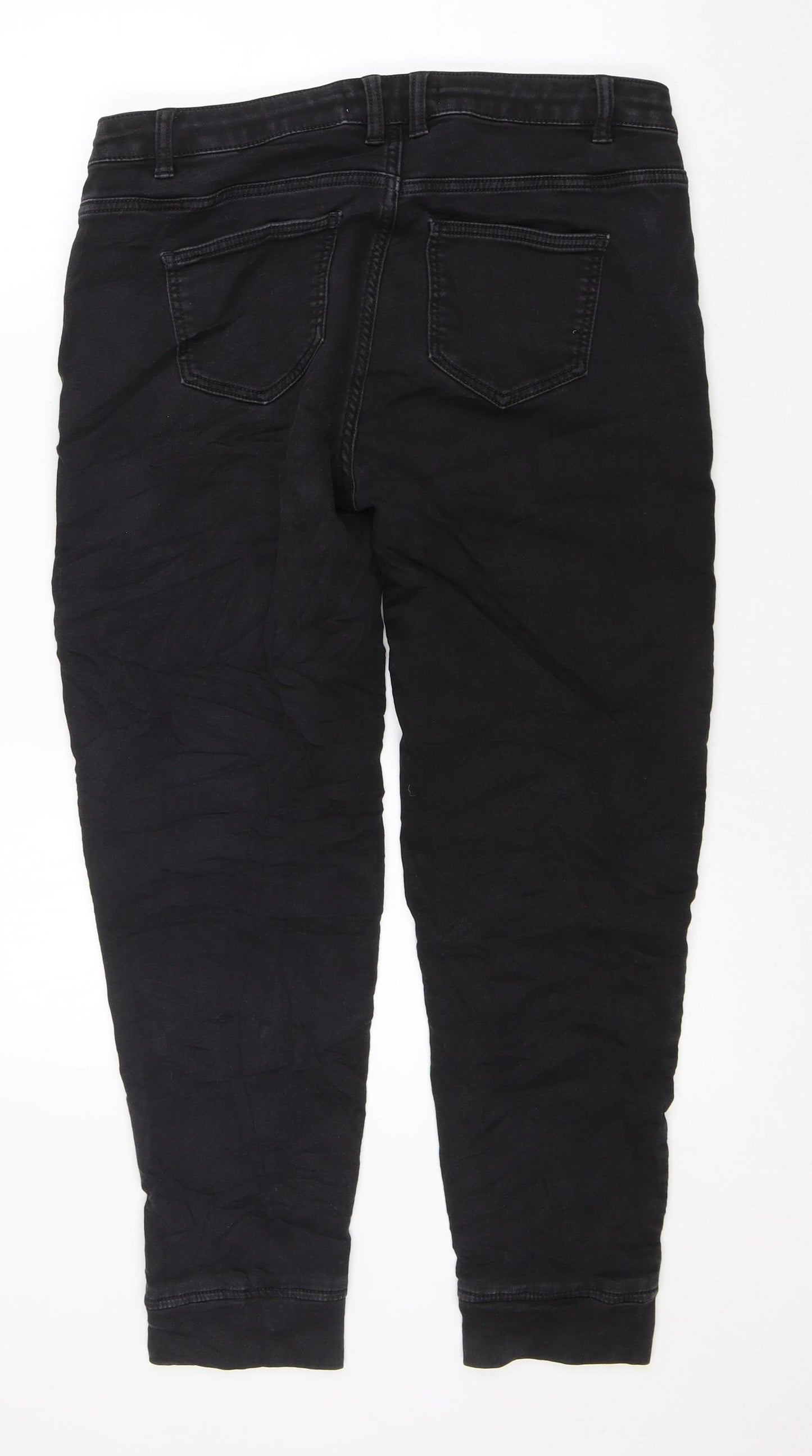 NEXT Womens Black Cotton Jegging Jeans Size 14 L26 in Regular Drawstring
