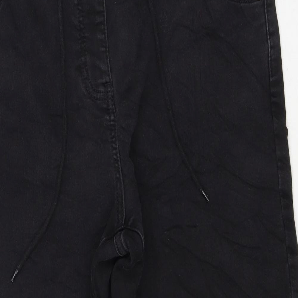 NEXT Womens Black Cotton Jegging Jeans Size 14 L26 in Regular Drawstring
