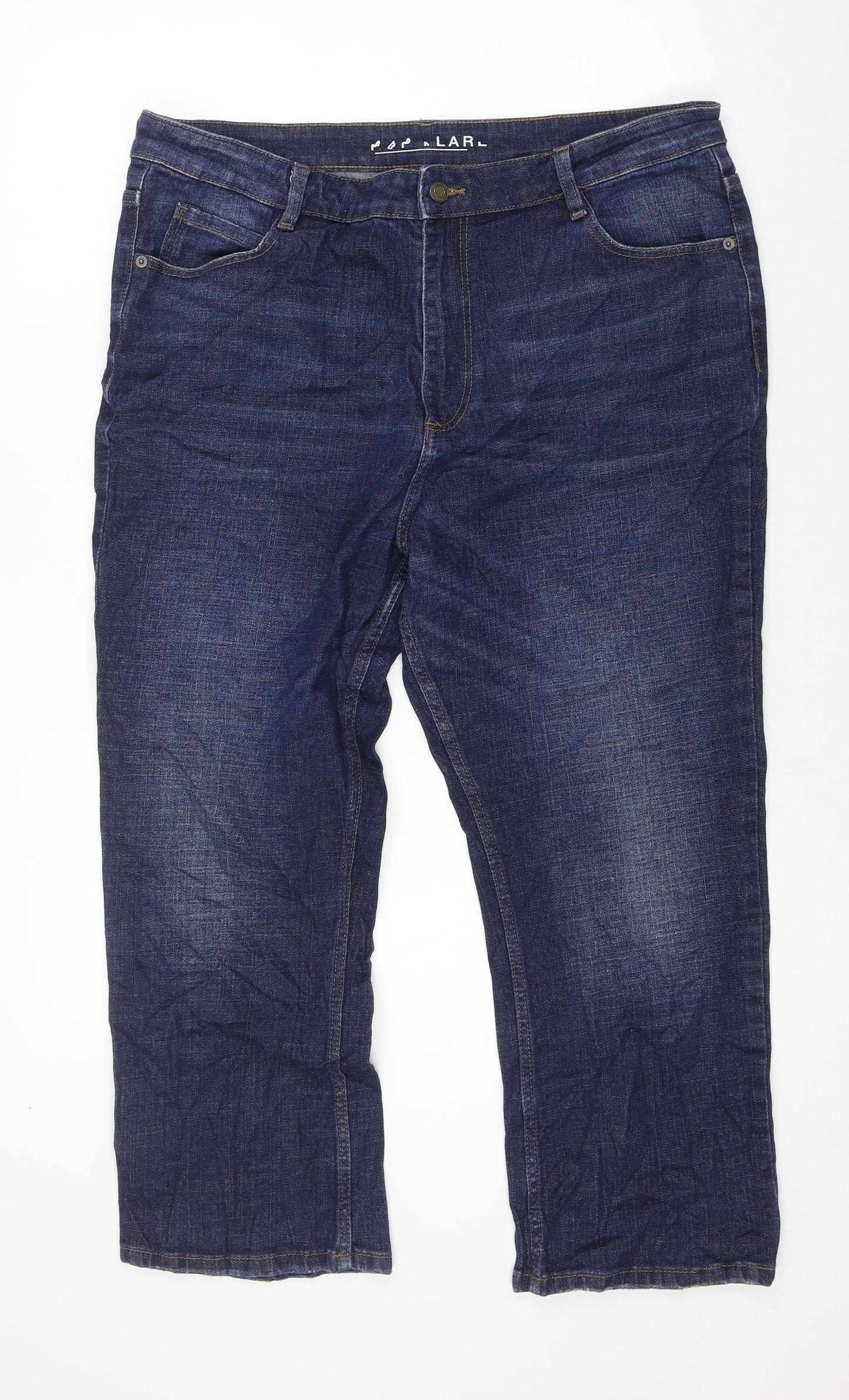 Marks and Spencer Womens Blue Cotton Cropped Jeans Size 18 L22 in Regular Zip