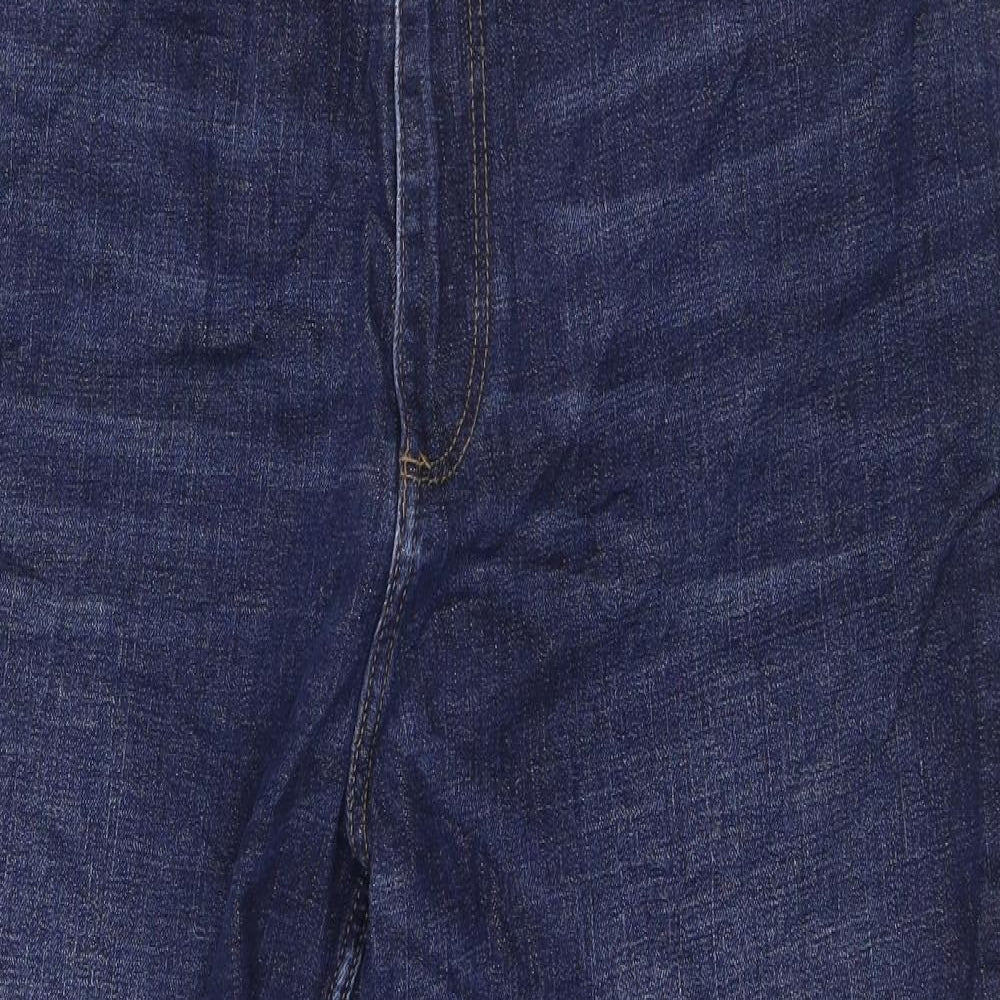 Marks and Spencer Womens Blue Cotton Cropped Jeans Size 18 L22 in Regular Zip