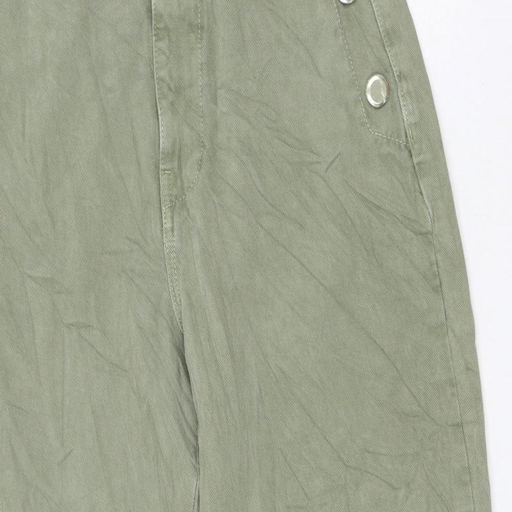 H&M Womens Green 100% Cotton Cropped Jeans Size 12 L24 in Regular Zip