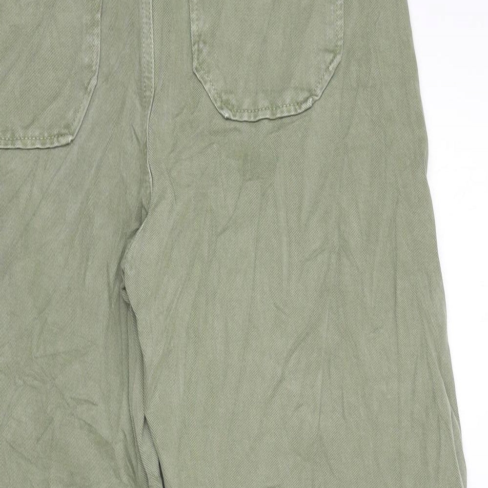 H&M Womens Green 100% Cotton Cropped Jeans Size 12 L24 in Regular Zip