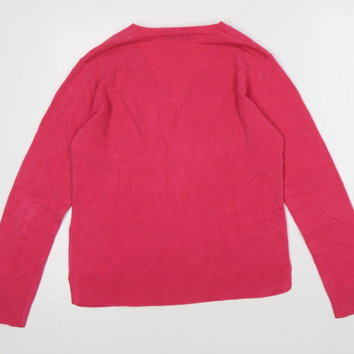 Marks and Spencer Womens Pink V-Neck Acrylic Pullover Jumper Size 12