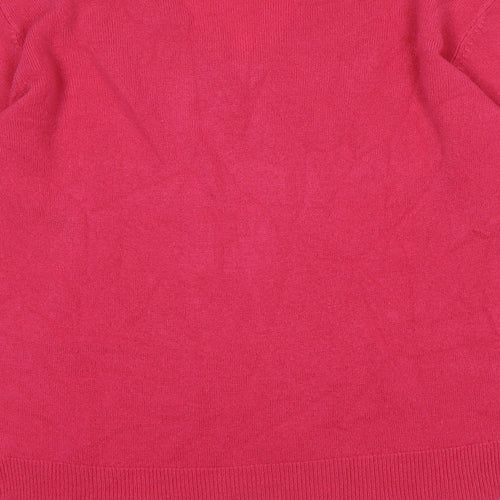 Marks and Spencer Womens Pink V-Neck Acrylic Pullover Jumper Size 12