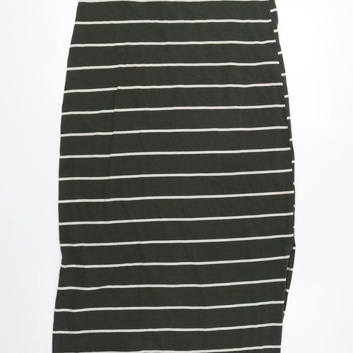 Dorothy Perkins Womens Green Striped Polyester Maxi Size 10 Round Neck Pullover
