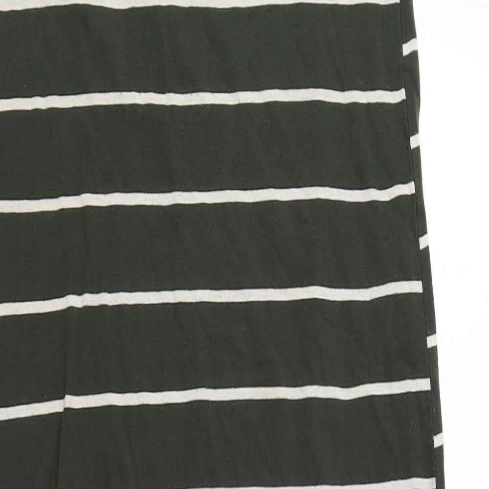 Dorothy Perkins Womens Green Striped Polyester Maxi Size 10 Round Neck Pullover