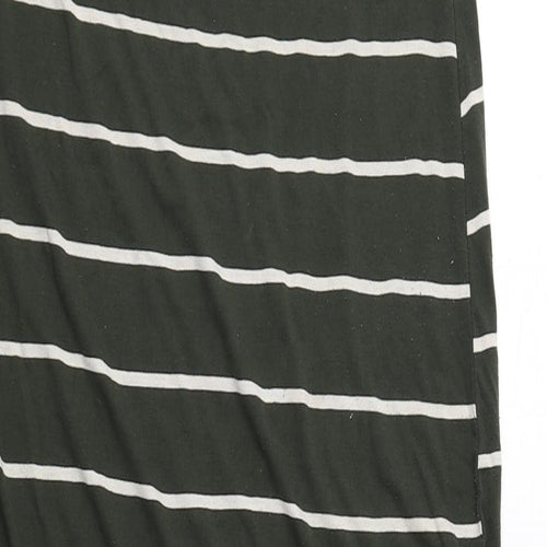 Dorothy Perkins Womens Green Striped Polyester Maxi Size 10 Round Neck Pullover