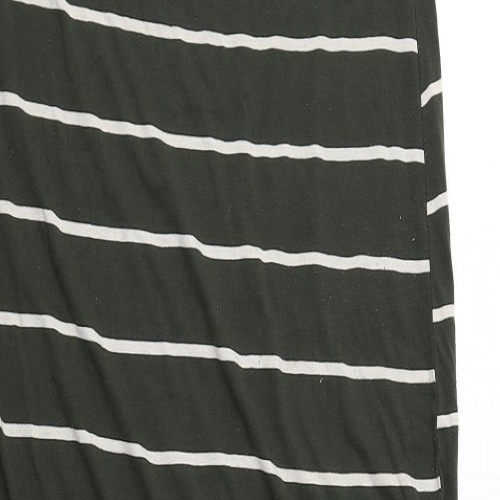 Dorothy Perkins Womens Green Striped Polyester Maxi Size 10 Round Neck Pullover