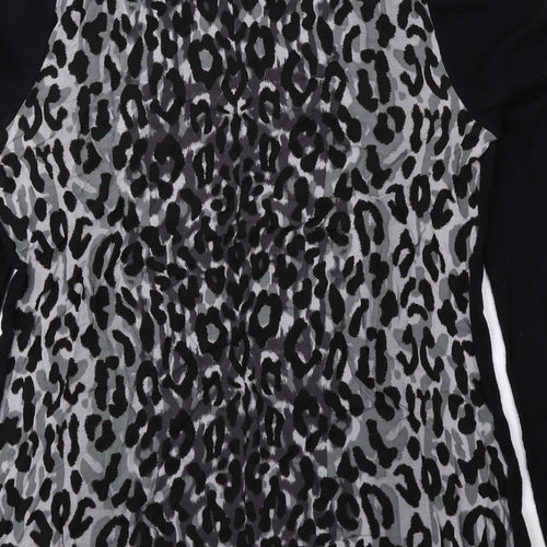 NEXT Womens Black Animal Print Cotton Basic Blouse Size 10 Round Neck - Cheetah Print