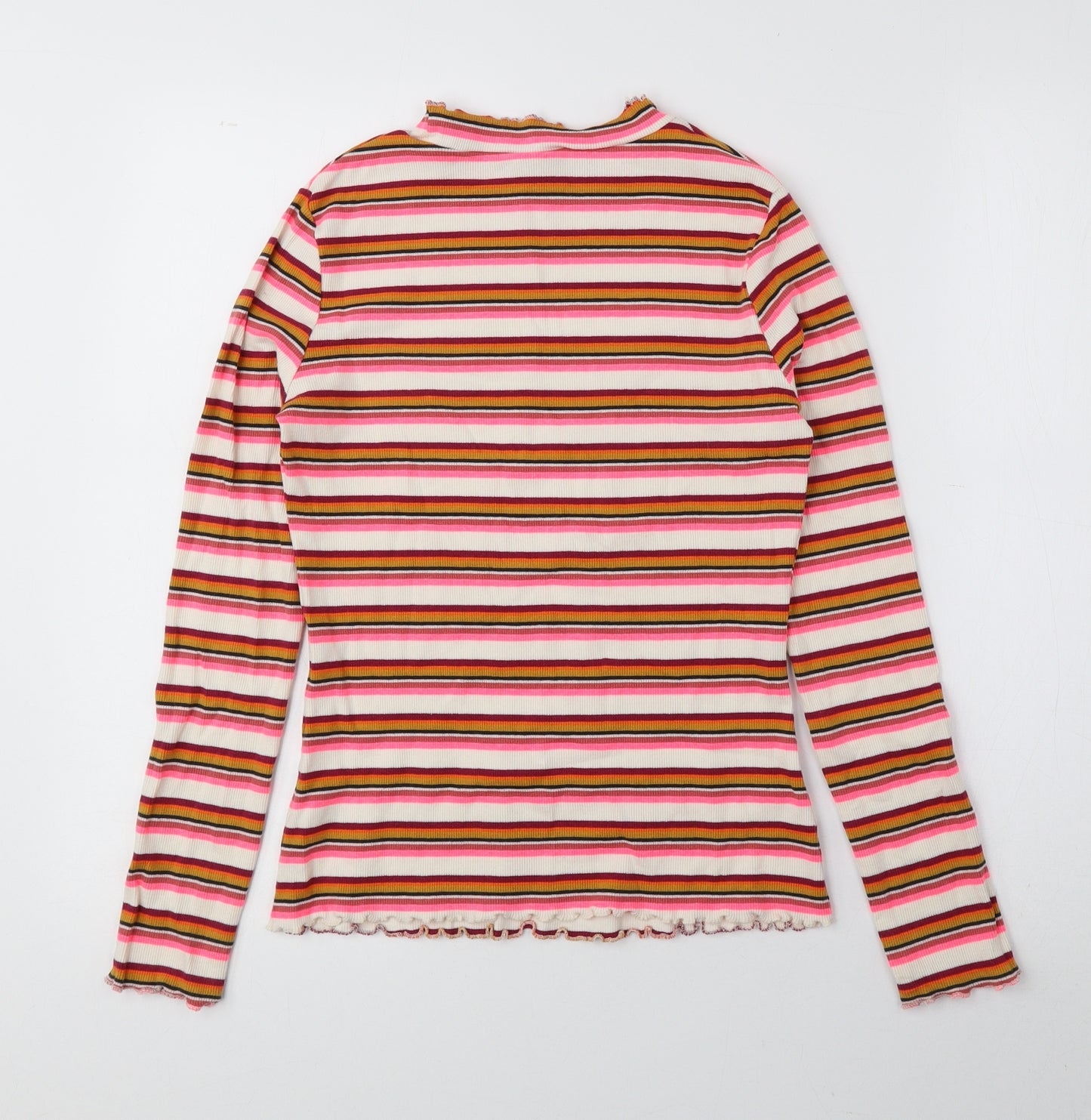 Matalan Girls Multicoloured Round Neck Striped Cotton Pullover Jumper Size 13 Years Pullover