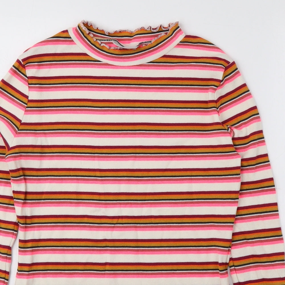 Matalan Girls Multicoloured Round Neck Striped Cotton Pullover Jumper Size 13 Years Pullover