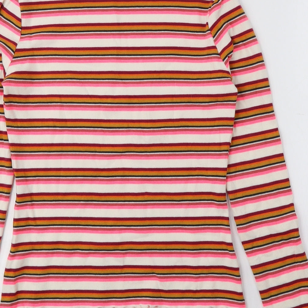 Matalan Girls Multicoloured Round Neck Striped Cotton Pullover Jumper Size 13 Years Pullover