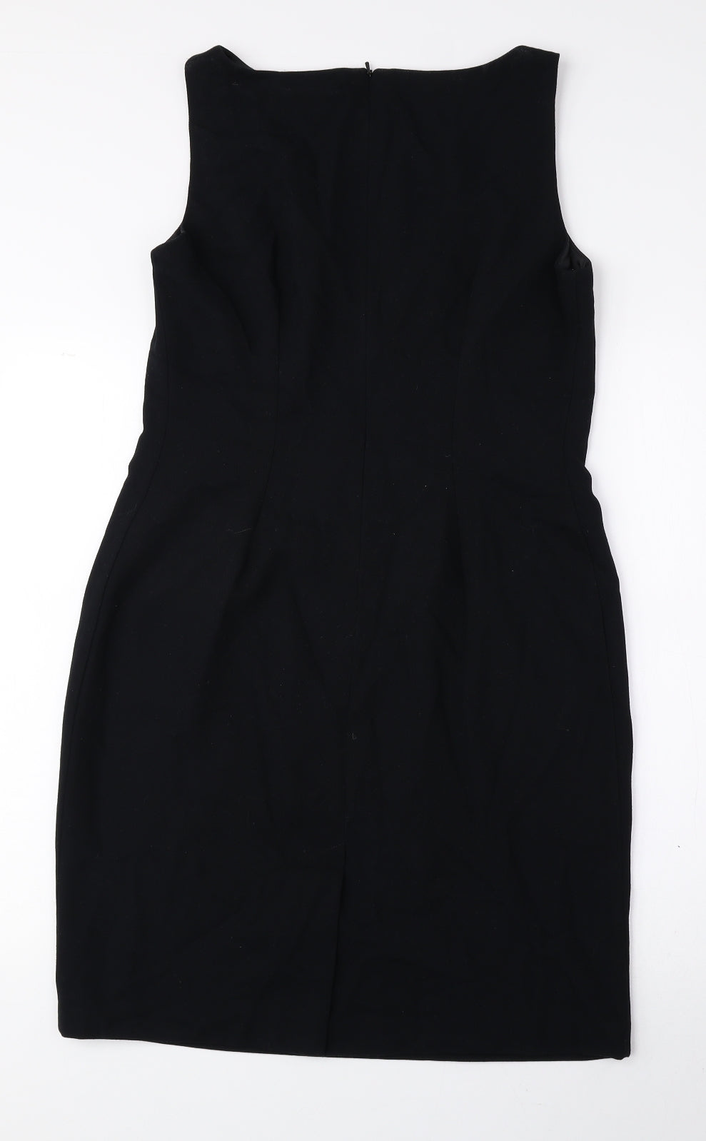 Principles Womens Beige Polyester Pencil Dress Size 14 Boat Neck Zip - Slit