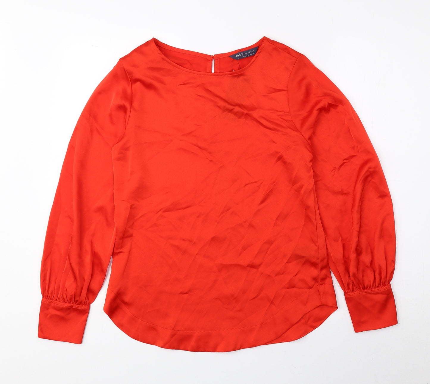 Marks and Spencer Womens Red Polyester Basic Blouse Size 6 Round Neck