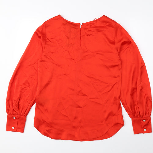Marks and Spencer Womens Red Polyester Basic Blouse Size 6 Round Neck