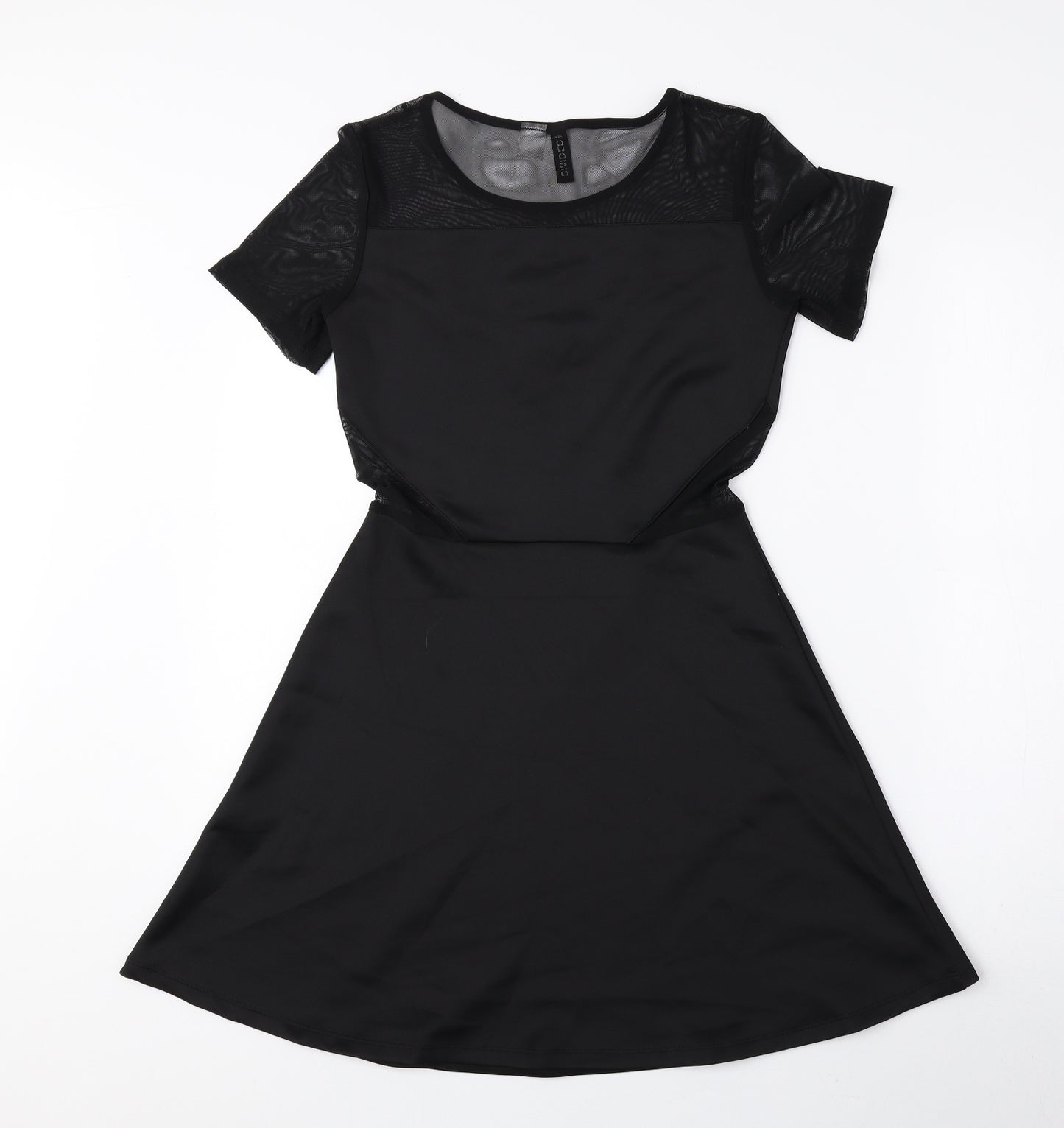 Divided by H&M Womens Black Polyester Skater Dress Size 10 Round Neck Pullover