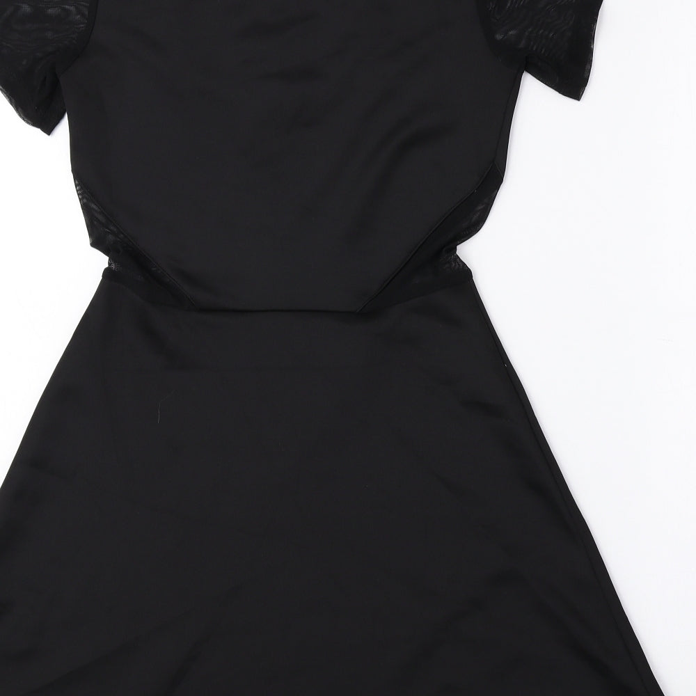 Divided by H&M Womens Black Polyester Skater Dress Size 10 Round Neck Pullover