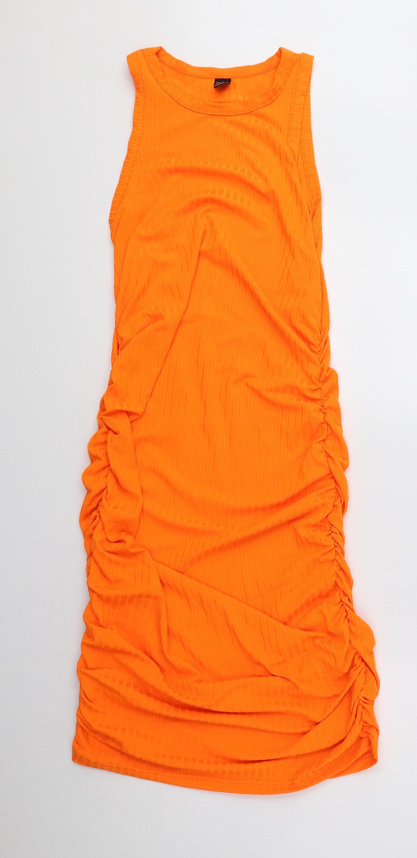 SheIn Womens Orange Polyester Tank Dress Size L Round Neck Pullover