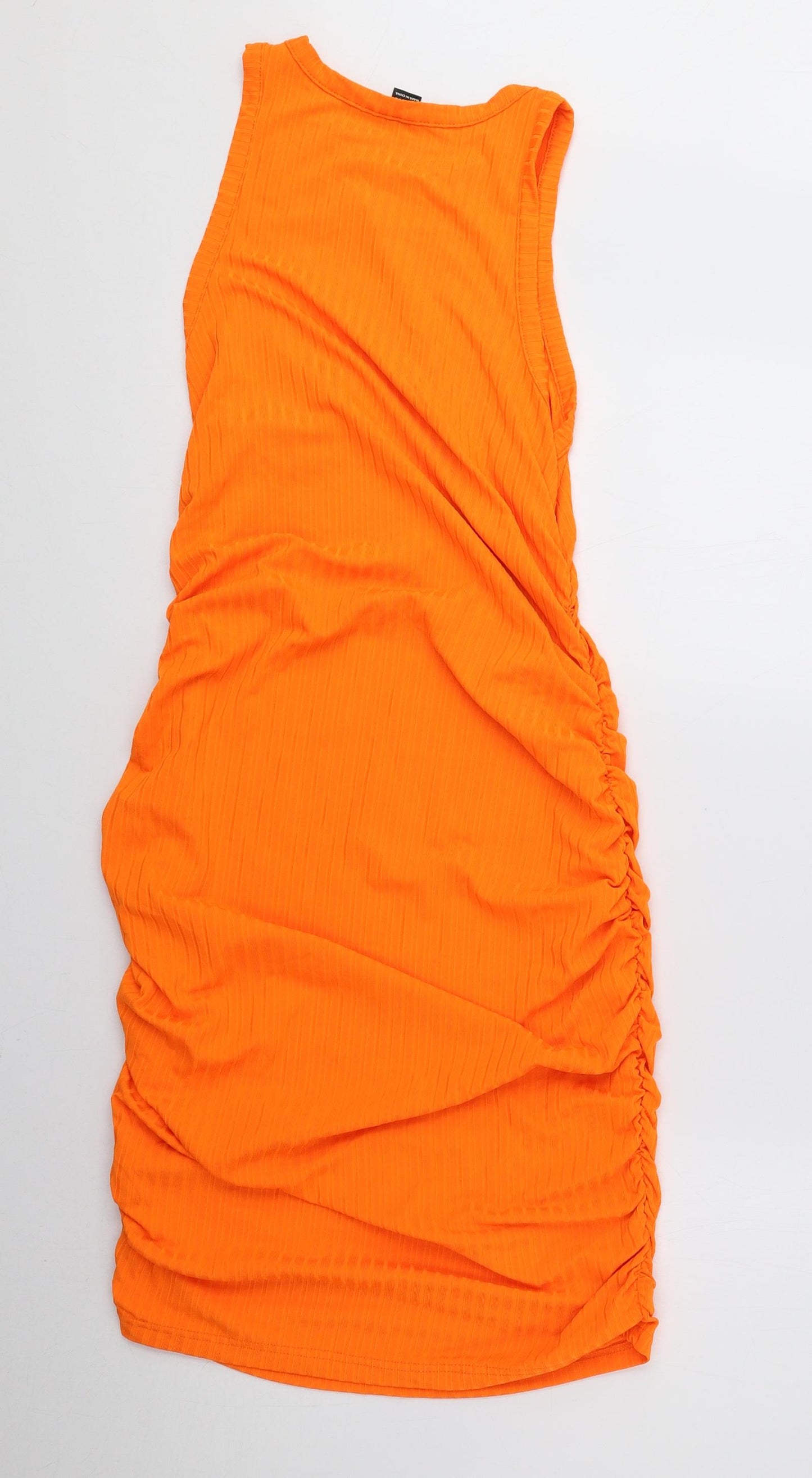 SheIn Womens Orange Polyester Tank Dress Size L Round Neck Pullover